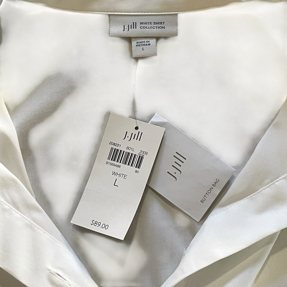 NWT J.JILL White Shirt Collection Size Large Long Sleeve Button-Up Oversized Top - Picture 2 of 9